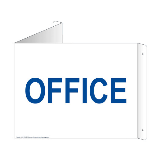 White Triangle-Mount OFFICE Sign NHE-13902Tri-Blue_on_White