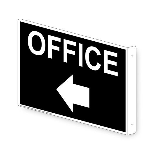 Projection-Mount Black OFFICE (With Outward Arrow) Sign With Symbol