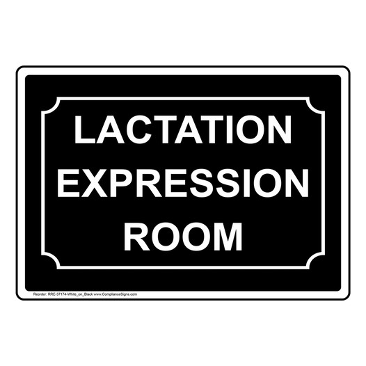 White-on-Black LACTATION EXPRESSION ROOM Sign RRE-37174-White_on_Black