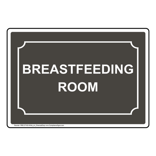 White-on-Charcoal Gray BREASTFEEDING ROOM Sign RRE-37183-White_on_CharcoalGray