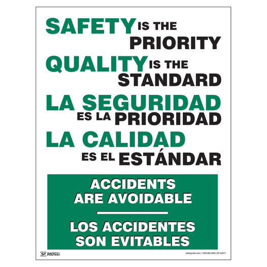 Safety Is The Priority - English/Spanish Poster CS651400