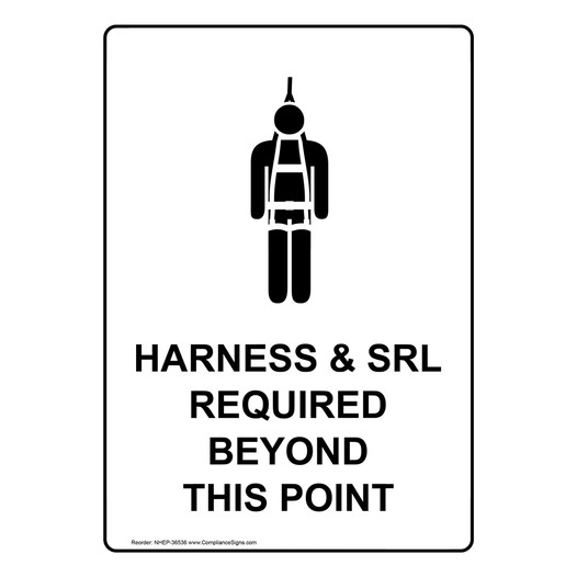 Portrait Harness & SRL Required Sign With Symbol NHEP-36536