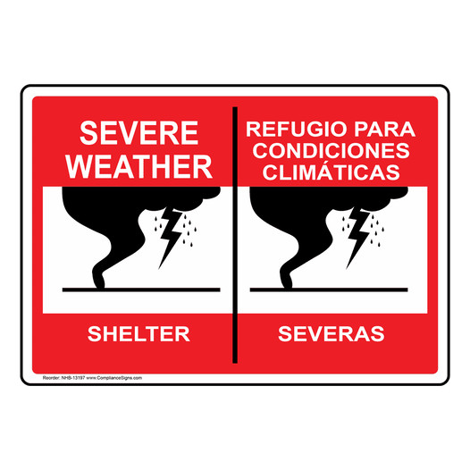 Severe Weather Shelter Bilingual Sign NHB-13197