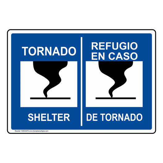 Tornado Shelter With Symbol Bilingual Sign NHB-9478 Emergency Response
