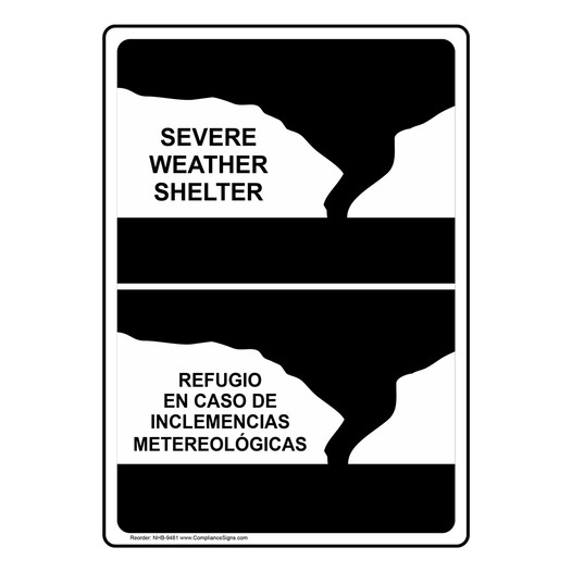 Severe Weather Shelter With Symbol Bilingual Sign NHB-9481