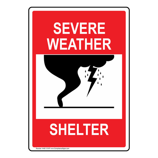 Severe Weather Shelter Sign for Emergency Response NHE-13197