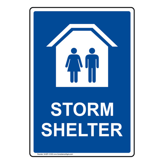 Portrait Storm Shelter Sign With Symbol NHEP-13193