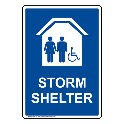Portrait Storm Shelter Sign With Symbol NHEP-13195