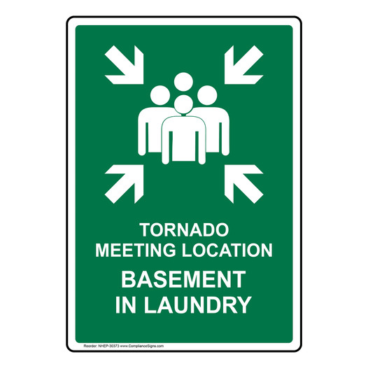 Portrait Tornado Meeting Location Sign With Symbol NHEP-30373