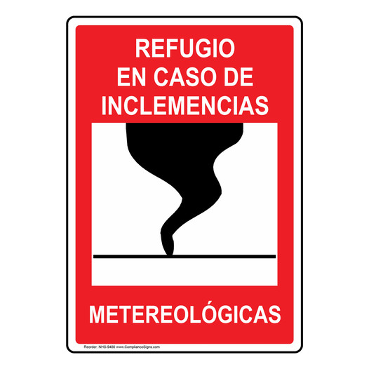 Severe Weather Shelter Spanish Sign NHS-9480