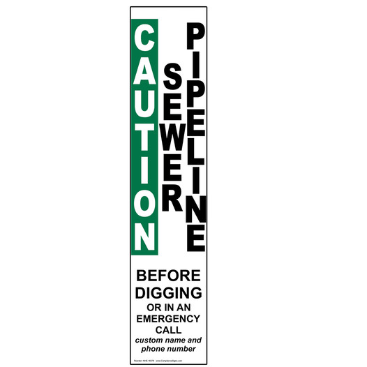 Sewer Pipeline Call Before Digging Label for Hazmat NHE-16078