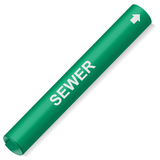 Coiled White-on-Green Sewer Pipe Marker CS578017