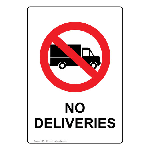 Portrait No Deliveries Sign With Symbol NHEP-14346