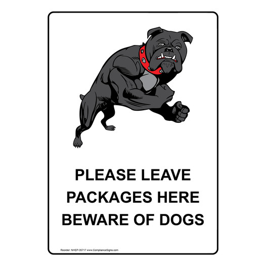 Portrait Please Leave Packages Here Sign With Symbol NHEP-35717