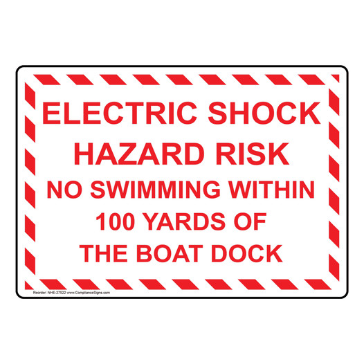 Electric Shock Hazard Risk No Swimming Within Sign NHE-27522