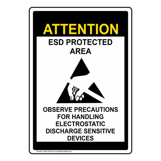 Portrait Attention ESD Protected Sign With Symbol NHEP-18187