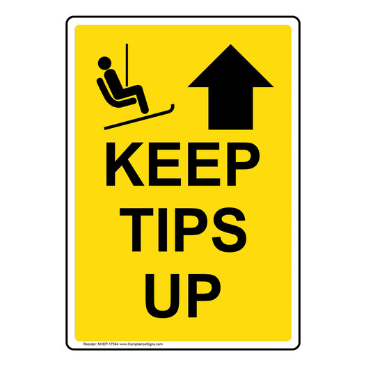 Portrait Keep Tips Up [Up Arrow] Sign With Symbol NHEP-17594