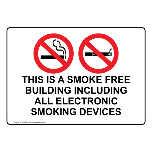 This Is A Smoke Free Building Including Sign With Symbol NHE-39032