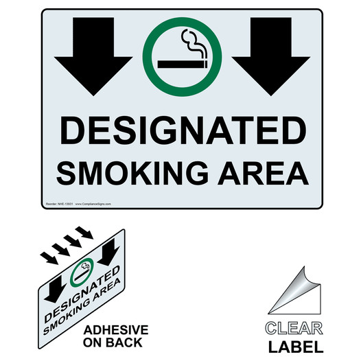 Designated Smoking Area Label for No Smoking