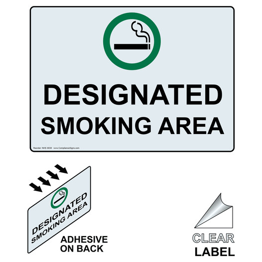 Designated Smoking Area Label for No Smoking NHE-9038