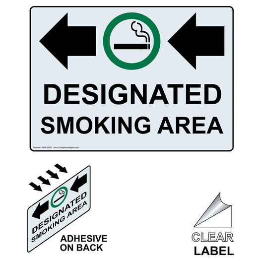 Clear DESIGNATED SMOKING AREA Label With Symbol