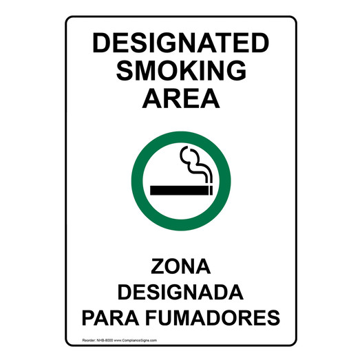 Designated Smoking Area Bilingual Sign NHB-8000