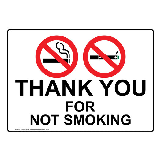 Thank You For Not Smoking Sign NHE-25184