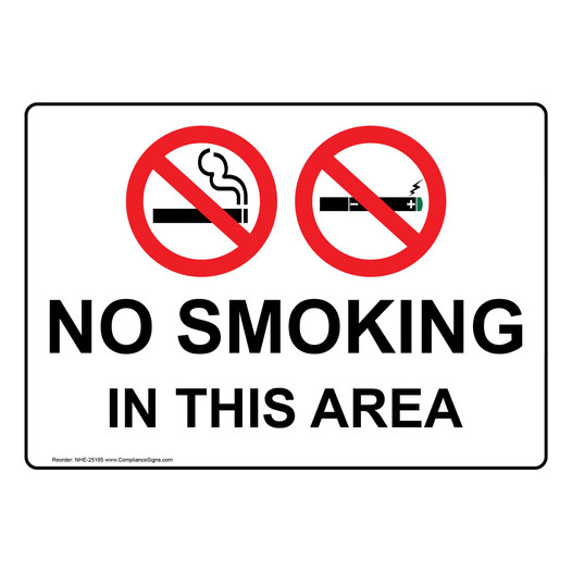 No Smoking In This Area Sign or Label - White - Symbol