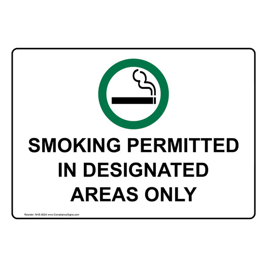 Smoking Permitted In Designated Areas Only Sign NHE-9024 Smoking Area