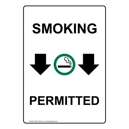 Portrait Smoking Permitted Sign With Symbol NHEP-13927