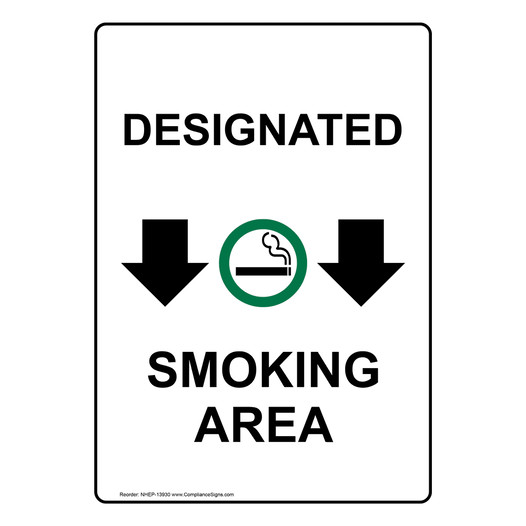 Portrait Designated Smoking Area Sign With Symbol NHEP-13930