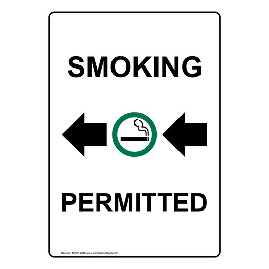 Portrait Smoking Permitted Sign With Symbol NHEP-9018