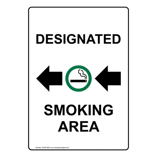 Portrait Designated Smoking Area Sign With Symbol NHEP-9054