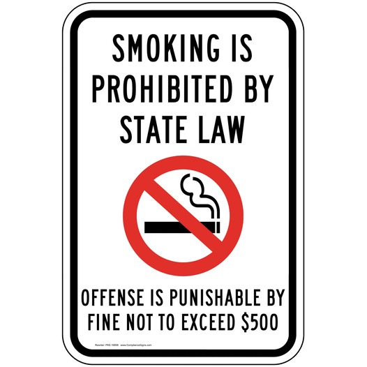 Smoking Prohibited By Fine Not To Exceed $500 Sign PKE-16858