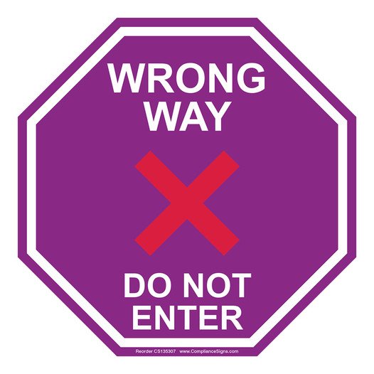 Purple Wrong Way Do Not Enter Carpet Label CS135307