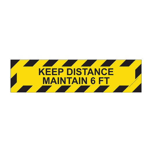 Yellow Keep Distance Maintain 6 Ft Carpet Label CS178936