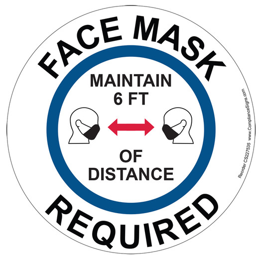 Face Mask Required Maintain 6 Ft Of Distance Label CS227535