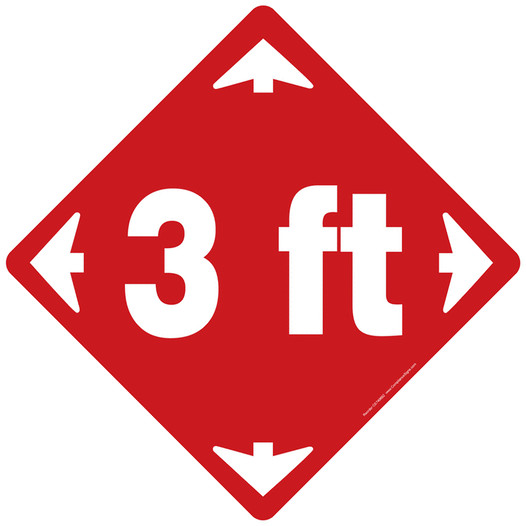 Red 3 ft (4-way Arrows) Floor or Carpet Label CS749692