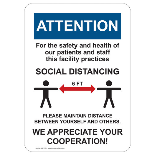 Attention For The Safety And Health Of Our Patients Sign CS717711