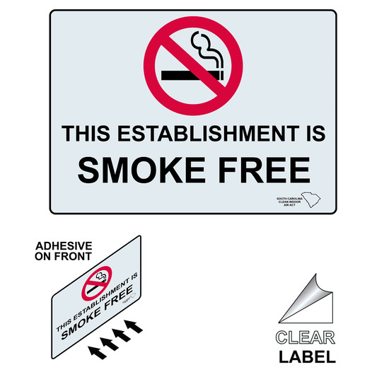 South Carolina This Establishment Is Smoke Free Label With Front Adhesive
