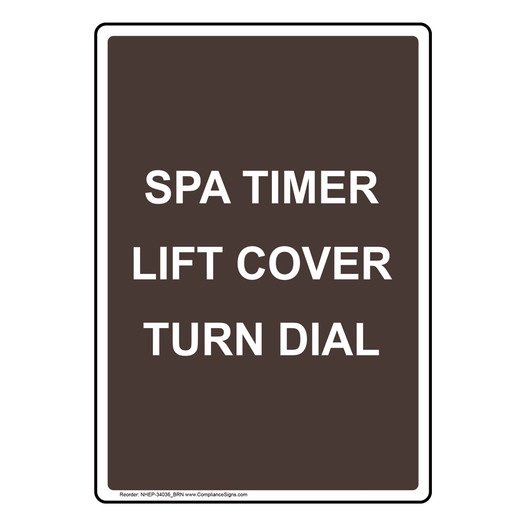 Portrait Spa Timer Lift Cover Turn Dial Sign NHEP-34036_BRN