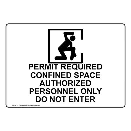 Permit Required Confined Space Authorized Sign With Symbol NHE-25246