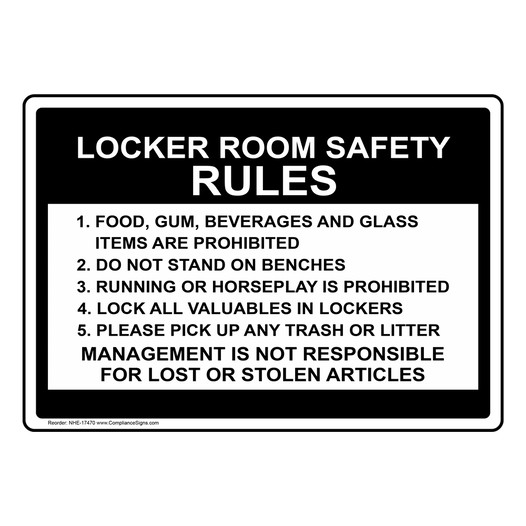 Locker Room Safety Rules Sign for Gym / Fitness Center NHE-17470