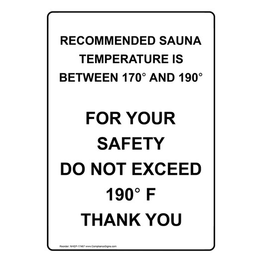 Portrait Recommended Sauna Temperature Is Between Sign NHEP-17467