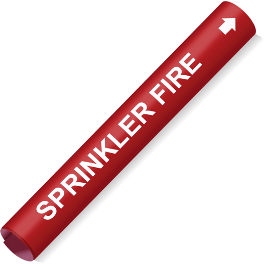 Coiled White-on-Red Sprinkler Fire Pipe Marker CS572580