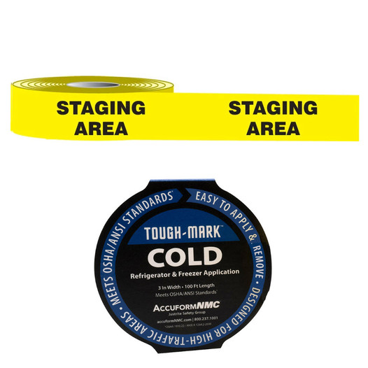 STAGING AREA Tough-Mark Cold Message Floor Tape - 50 Ft.