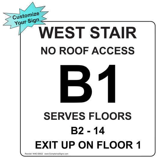 Custom Directional IFC Stairway Identification Sign NHE-50822