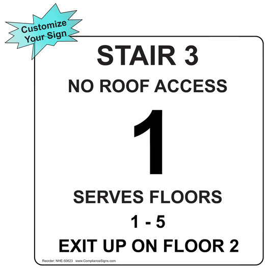 Custom Numbered IFC Stairway Identification Sign NHE-50823