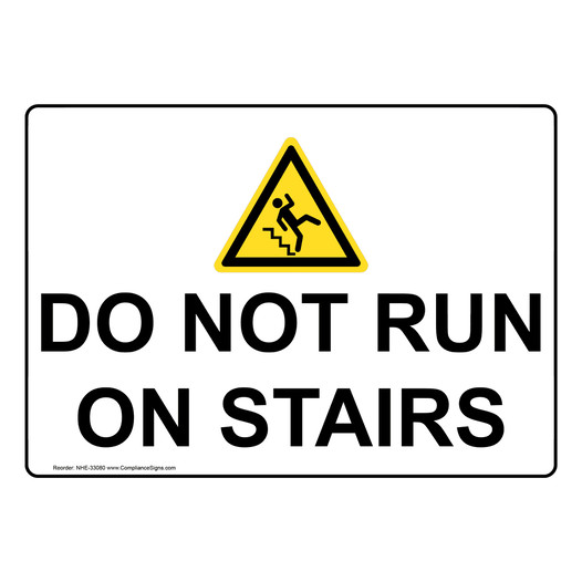 Do Not Run On Stairs Sign With Symbol NHE-33080