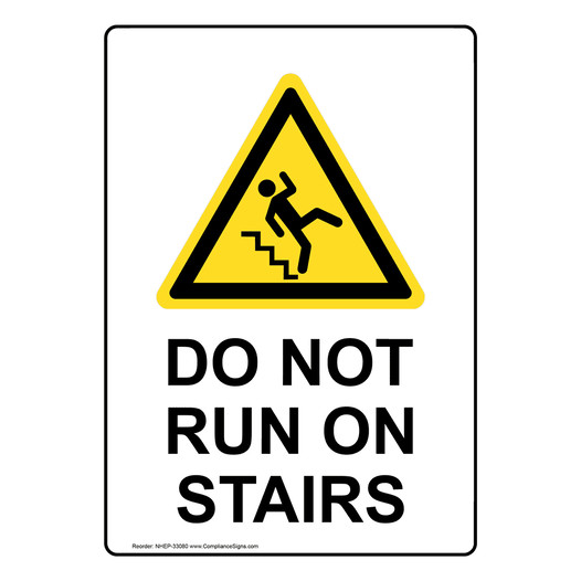 Portrait Do Not Run On Stairs Sign With Symbol NHEP-33080